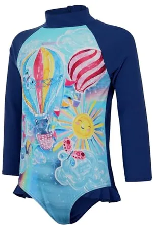 Speedo Dziewczęcy długi rękaw, falbanka, 1 sztuka, ochrona przed słońcem, niebieski (Harmony Blue/Spearmint/lazurowy niebieski/różowy rozprysk/promienny żółty, 9-12 M