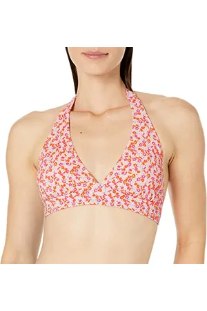 Amazon Damski top bikini wiązany na ramiączkach z wiązaniem na ramiączkach (dostępny w dużych rozmiarach), blady brzoskwiniowy mikro kwiatowy, XS