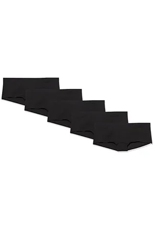 Amazon Bawełniane szorty damskie (dostępne w dużych rozmiarach), 5 sztuk, czarne, XL