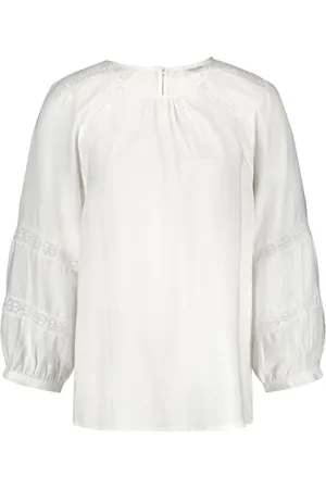 Gerry Weber Damska bluzka z rękawami 3/4 z koronkowymi detalami, rękaw 3/4, rękawy balonowe, mankiety, jednokolorowa, , 46