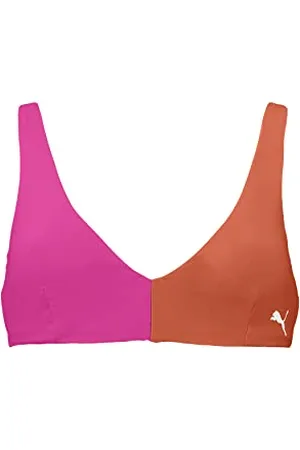 PUMA Damskie bikini typu plunge, różowe/chili, L, Różowy/chili, L