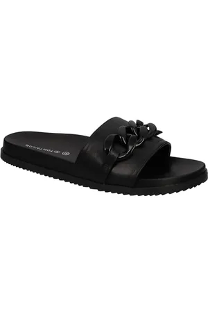 TOM TAILOR Damskie 5393606 płaskie pantofle, czarne, rozmiar 38, , 38 EU