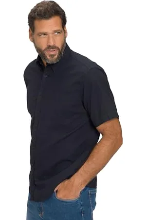JP 1880 Męska koszula lniana, 1/2, MF, BD Shirt, granatowa, 5XL