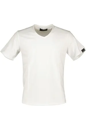 Replay Męski Basic T-Shirt Regular Fit V-Neck, 001 White, XXL