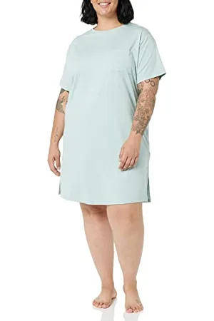 Amazon Damska koszulka nocna z dzianiny Jersey do spania (dostępna w dużych rozmiarach), Dusty Blue, S