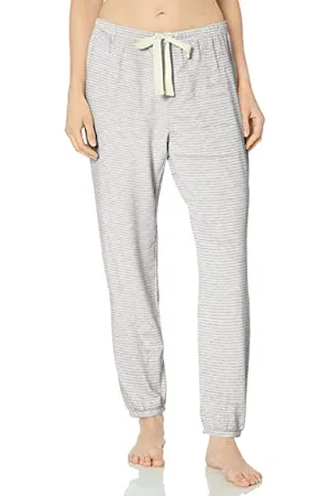 Amazon Damskie lekkie spodnie piżamowe Lounge Terry Jogger (dostępne w dużych rozmiarach), szare wrzosowe paski, XXL