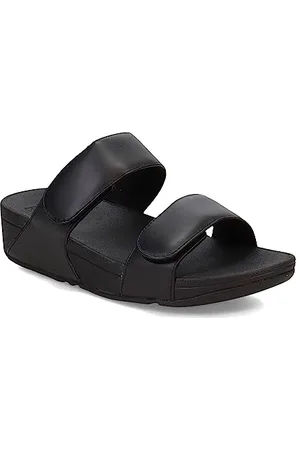 FitFlop Damskie sandały Lulu regulowane skórzane klapki, wszystkie czarne, 39 EU, , 39 EU