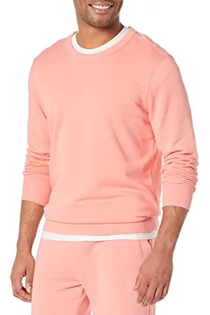 Amazon Męska lekka bluza z długim rękawem French Terry Crewneck (dostępna w dużych i wysokich), brzoskwiniowa, S