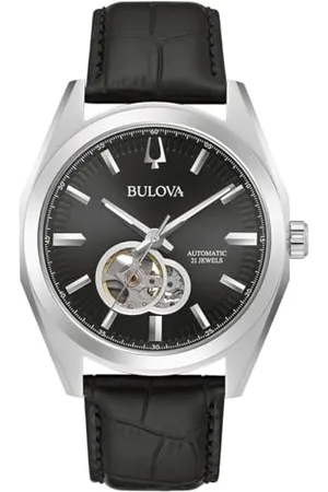 BULOVA Męski analogowy zegarek automatyczny ze skórzanym paskiem 96A273, , Nowoczesny
