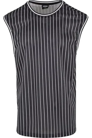 Urban classics Męski Top Striped Mesh Tank Top Black/White XL, , XL