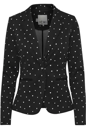 Ichi IHKATE Damska marynarka z kołnierzem z odwracanym kołnierzem, kształt 1 guzika, dekolt w serek, wzór slim fit, , M