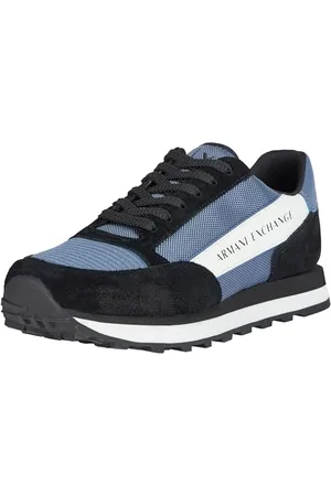 Armani Exchange Męskie Essential Osaka, Color Contrasts Sneaker, Black+Blue, 42 EU, , 42 EU