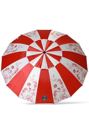 Atosa Parasol plażowy Ø od 180 do 240 cm aluminiowy model dna morskiego z torbą transportową i ochroną przeciwsłoneczną UPF 50+ w kolorach niebieskim i czerwonym, , 220 cm, Plaża Jug