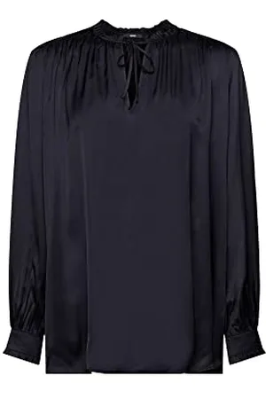 ESPRIT Collection Satynowa bluzka z falbankami, grantowy, XL