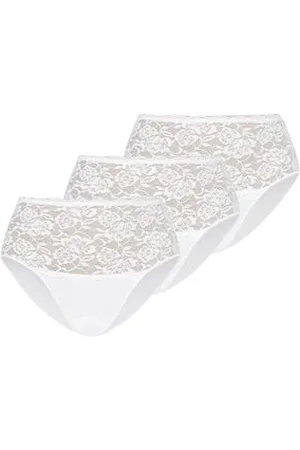 Teyli Damskie slipy w talii, bawełniane, wysoka talia, z koronką, 3-pak, , XL