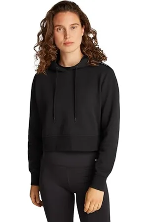 Calvin Klein Jeans Damska bluza z kapturem z logo J20J224691, bluza z kapturem z zamkiem do połowy, czarna, M, , M