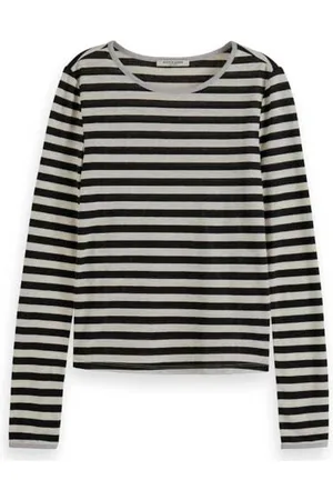 Scotch&Soda Damska koszulka z długim rękawem w paski z lureksem, , S