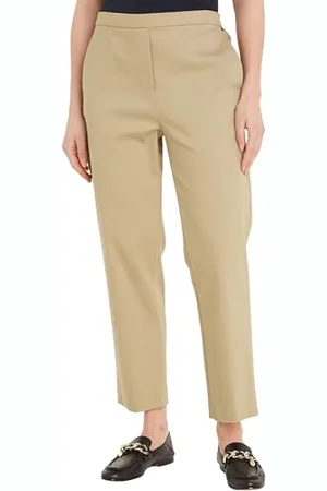 Tommy Hilfiger Damskie spodnie podróżne wąskie proste WW0WW43632, inne spodnie na co dzień, beżowe, 40, , 66