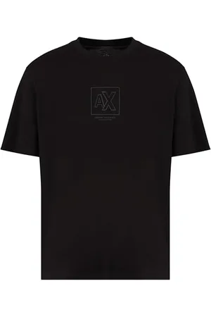 Armani Exchange Męska koszulka z logo Ax z kwadratowym Outline Regular Fit Tee T-Shirt, czarny, XXL