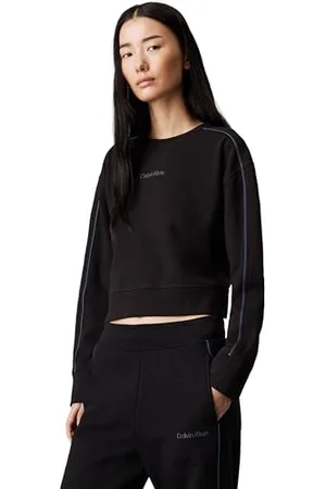 Calvin Klein Damska bluza z okrągłym dekoltem 000QS7264E L/S, czarna, S, , S