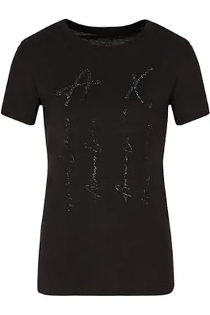 Armani Exchange Damska bawełna, krój regularny, studded logo T-Shirt, , M