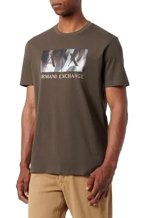 Armani Exchange Męska koszulka Classic Ax Box z logo Camo Background Regular Fit Tee T-Shirt, , M