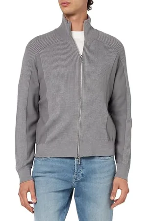 Armani Exchange Męski sweter z zamkiem błyskawicznym The Grid, Sustainable, Logo Zip, , XL