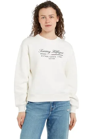 Tommy Hilfiger Damska bluza MDRN REG SCRIPT C-NK SWTSHRT WW0WW43574, biała, L, , L