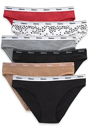 Hanes Originals Damskie majtki bawełniane, rozciągliwe, 6 sztuk, mieszanka kolorów podstawowych, rozmiar M, , M