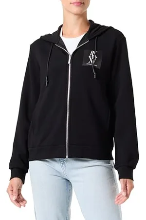 Armani Exchange Damska bluza ze stretchem Scuba Full Zip Hoodie with Stacked Ax Logo Hooded Hooded, , M