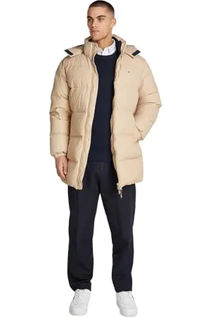 Tommy Hilfiger Męskie kurtki TJM ESSENTIAL DOWN DOWN PARKA DM0DM20466, beżowe, rozmiar S, , S
