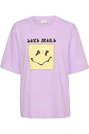 Kaffe Damska koszulka z grafiką Short Sleeves Luźny krój okrągły dekolt, , S