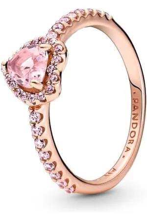 PANDORA ROSE Timeless Ring "funkelndes Herz" 14k rosévergoldet, rosa Kristall, Zirkonia 188421C04 52
