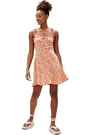 Koton Damska sukienka mini w kwiaty Ruffle Detail Strappy Viscose Dress, , 36