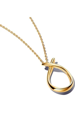 PANDORA Essence Organisch Geformte Anhänger-Halskette aus Sterling Silber mit vergoldeter Metalllegierung, Größe 50cm, 363316C00-50