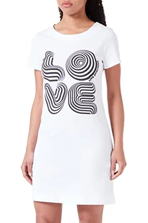 Moschino Damska sukienka z krótkim rękawem, trapezowa, biała, rozmiar 40, , 40