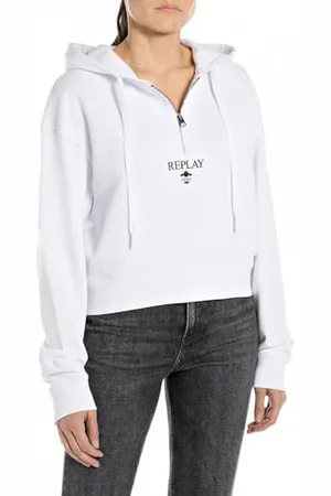 Replay Damski sweter z kapturem z kolekcji Pure Logo, , M