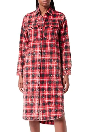 True Religion Damska sukienka Unitility Flanel Check z kratką, standardowa
