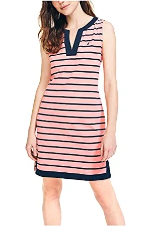 Nautica Damska sukienka polo bez rękawów, dekolt w serek, rozciągliwa, bawełniana, luźna sukienka, , L