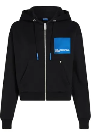 Karl Lagerfeld DAMSKIE, BLUZA Z KAPTUREM, CZARNA, DUŻA