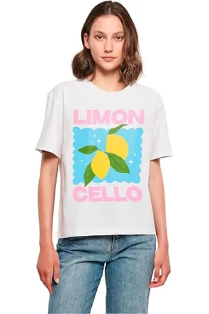 miss tee Damski T-shirt z limonką i wiolonczelą, luźny t-shirt z nadrukiem dla kobiet, oversize fit, rozmiary XS - 5XL, , 4XL