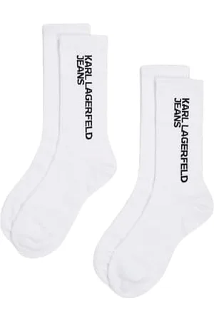 Karl Lagerfeld MĘSKIE, ZESTAW SKARPET Z LOGO (2 SZT.), BIAŁY, 38/42