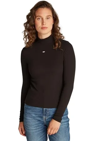 Tommy Hilfiger Damska koszulka TJW Essential Mock Neck DW0DW19830 L/S, czarna (czarna), XL, , XL