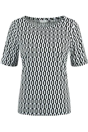 Gerry Weber Damska koszulka 977074-35006-1125, czarny/biały/niebieski nadruk graficzny, 14, , 40