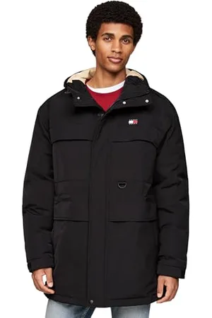 Tommy Hilfiger Męskie płaszcze TJM TECH CANVAS PARKA DM0DM20005 inne płaszcze, czarne (czarny), XS, , XS