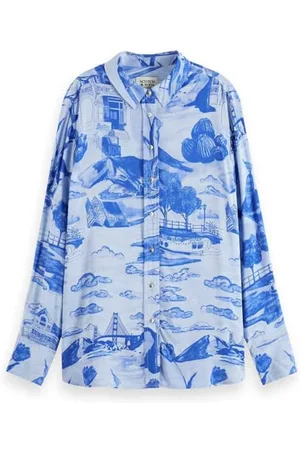 Scotch&Soda Damska koszulka z nadrukiem Viscose Relaxed Fit, , 38