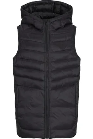 JACK & JONES JACK&JONES JUNIOR Chłopięca kamizelka puchowa JJESPRINT Hood NOOSMNI, czarny/szczegóły: SOLID, 110, , 110