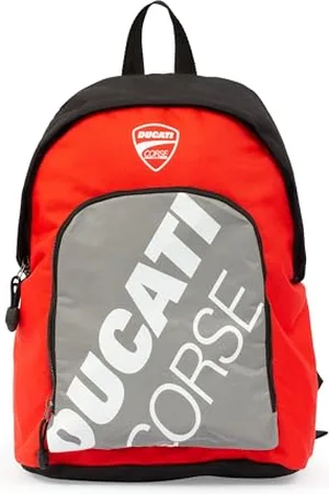 Giochi Preziosi Ducati - plecak amerykański Ducati, komfortowe oparcie - przednia kieszeń - kieszeń wewnętrzna - uchwyt z tkaniny - wyściełane paski na ramiona. Wymiary 40 x 23 x 18 cm, pojemność 23