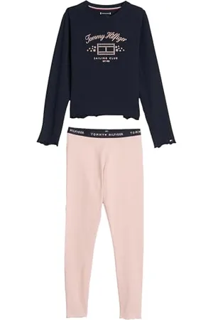 Tommy Hilfiger Dziewczęcy zestaw legginsów Ls Pj UG0UG00763, zestaw, niebieski, 14-16 lat, , 14-16 Lat