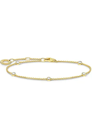 Thomas Sabo Bransoletka z białymi kamieniami, złote, srebro wysokiej próby 925, długość 16-19 cm